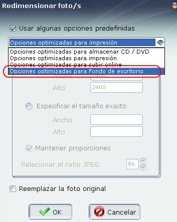 Redimensionar un grupo de imágenes para la Web