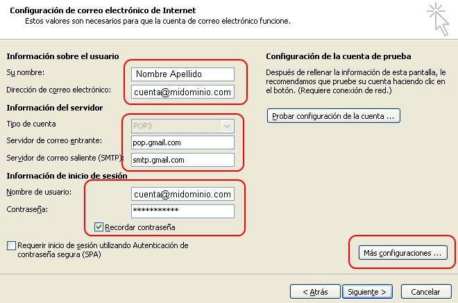 Configurar email en Outlook